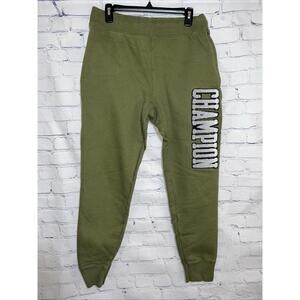 Champion Reverse Weave Jogger Sweatpants Womens Large Green Logo Pockets